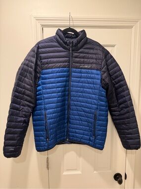 Eddie Bauer Men’s Royal Blue & Navy Quilted Down Puffer Jacket